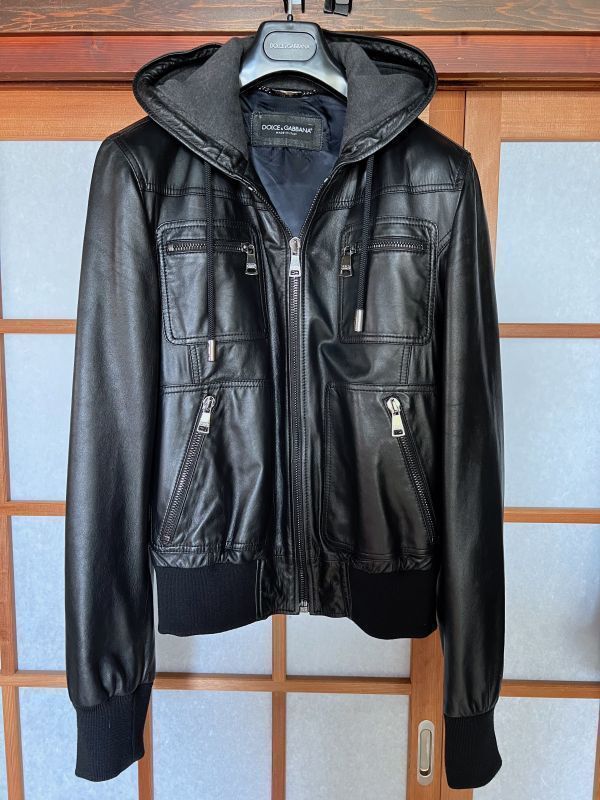 充実の品 ドルチェ&ガッバーナ ラムレザーパーカー 48