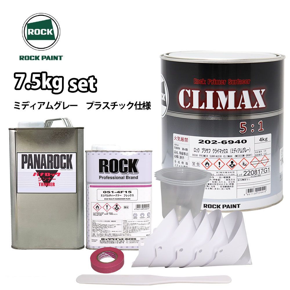 送料無料！ロックプラサフクライマックス プラスチック仕様 ミディアムグレー 7.5kgセット/ロック プラサフ ミディアムグレー 塗料 Z26_画像1