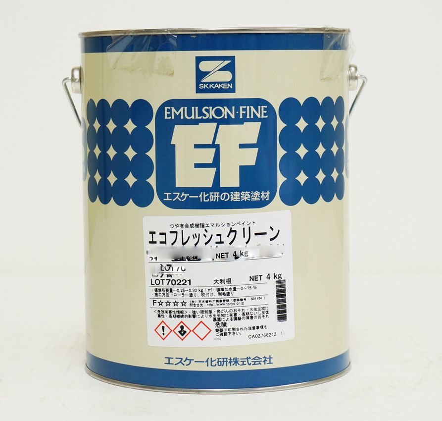 エコフレッシュクリーン 3分艶 4kg 濃彩色 エスケー化研 屋内用水性塗料 Z26