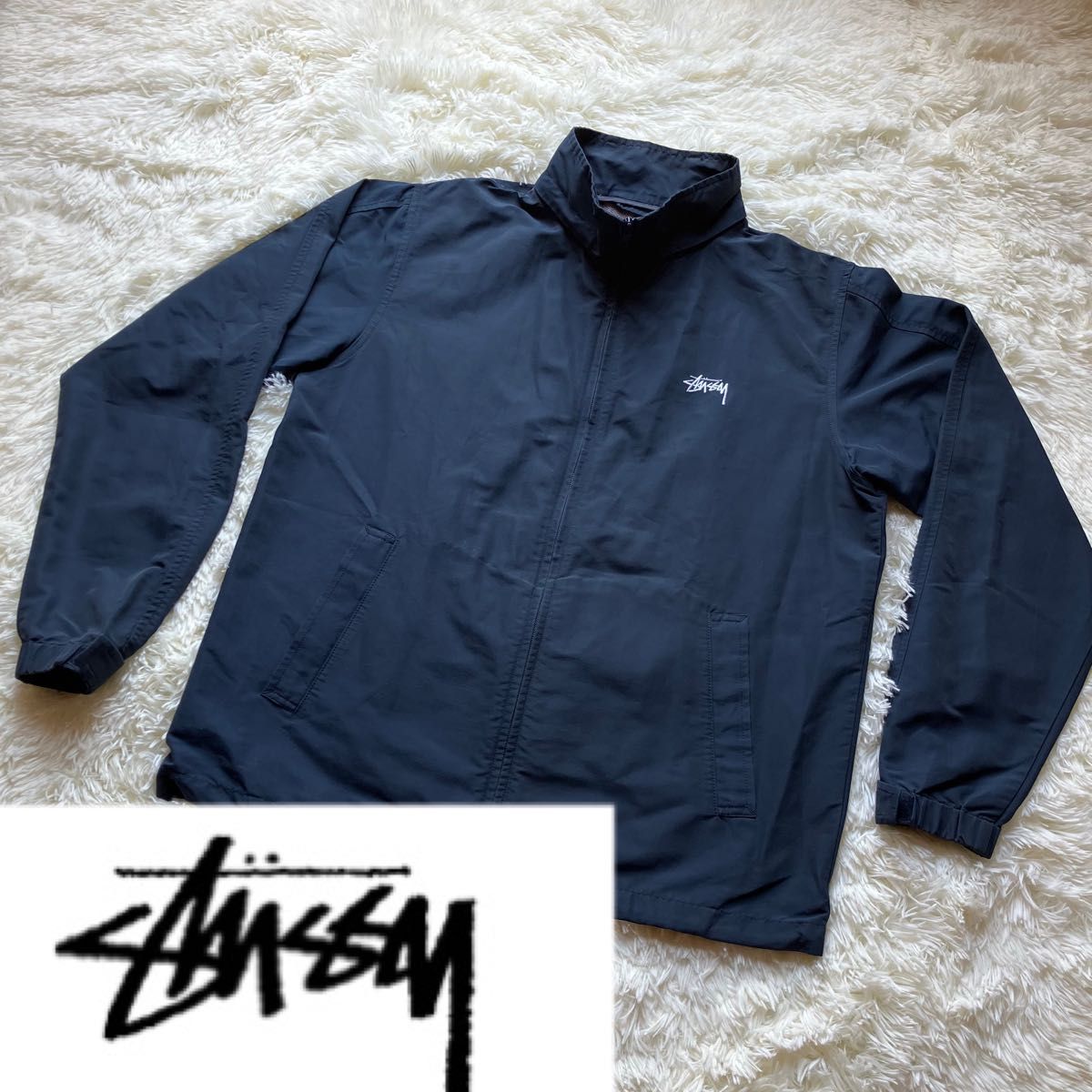 STUSSY ナイロンジャケット コーチジャケット バックプリント ジップ