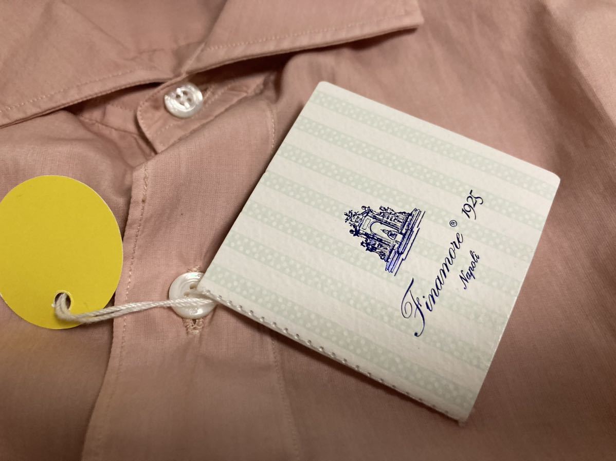新品　フィナモレ（伊）　ハンドメイドシャツ４１　ピンク　８カ所手縫い　イタリア製　定価４．４万円_画像7