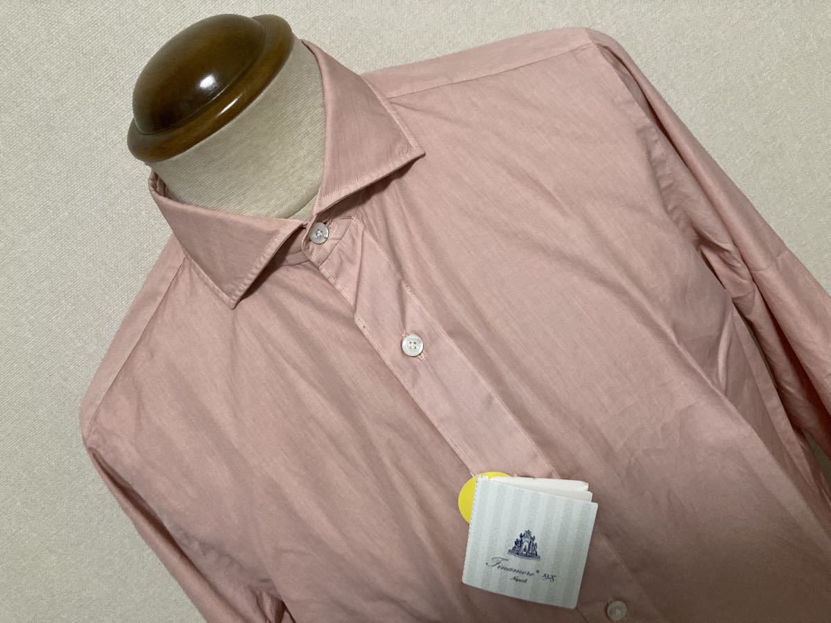 新品　フィナモレ（伊）　ハンドメイドシャツ４１　ピンク　８カ所手縫い　イタリア製　定価４．４万円