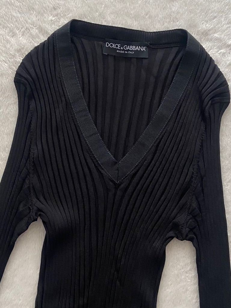 DOLCE&GABBANA size44 Italy made silk sweater black black V neck Dolce & Gabbana 