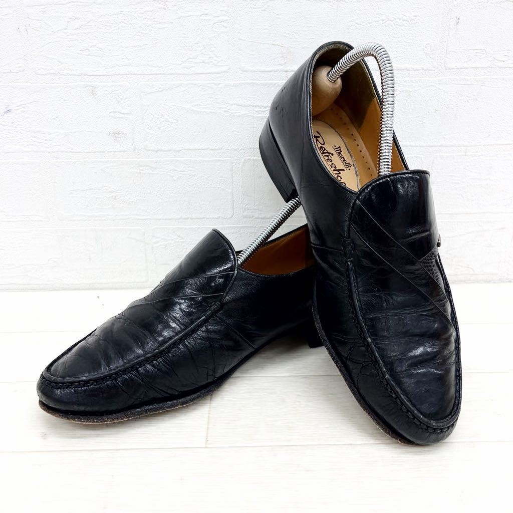 1092◎ Marelli Refreshoe マレリー リフレッシュー 靴 ビジネス シューズ 革 ヴァンプ ワンポイント ブラック メンズ24.0_画像1