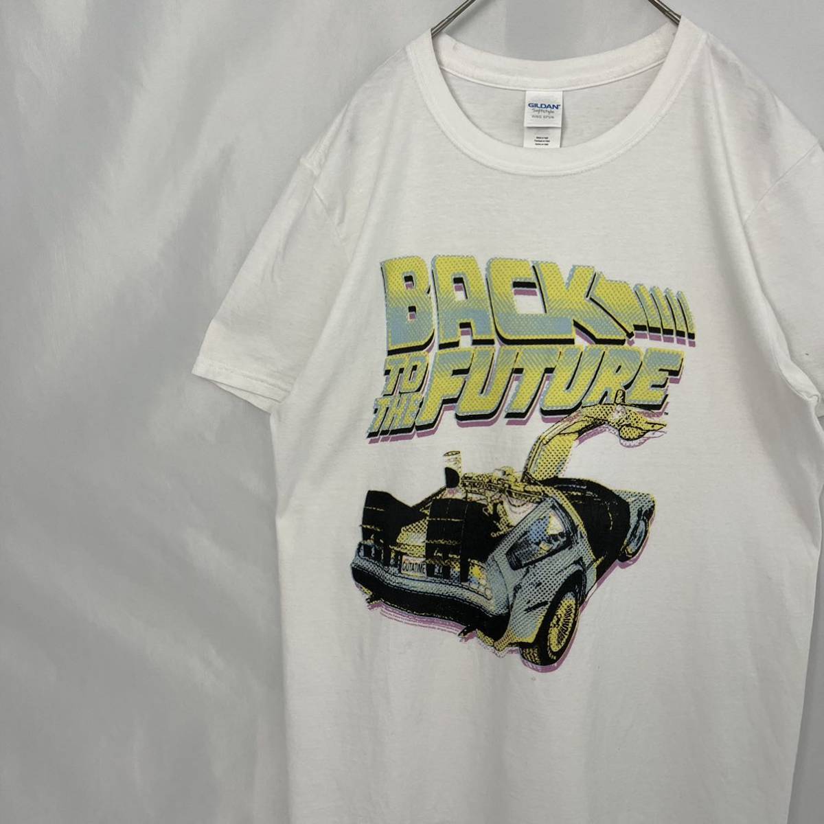 GILDAN BACK TO THE FUTURE バックトゥザ・フューチャー Tシャツ 半袖 トップス プリント 映画 ホワイト 白 サイズM 古着_画像1