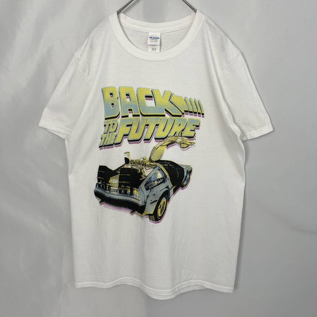 GILDAN BACK TO THE FUTURE バックトゥザ・フューチャー Tシャツ 半袖 トップス プリント 映画 ホワイト 白 サイズM 古着_画像2