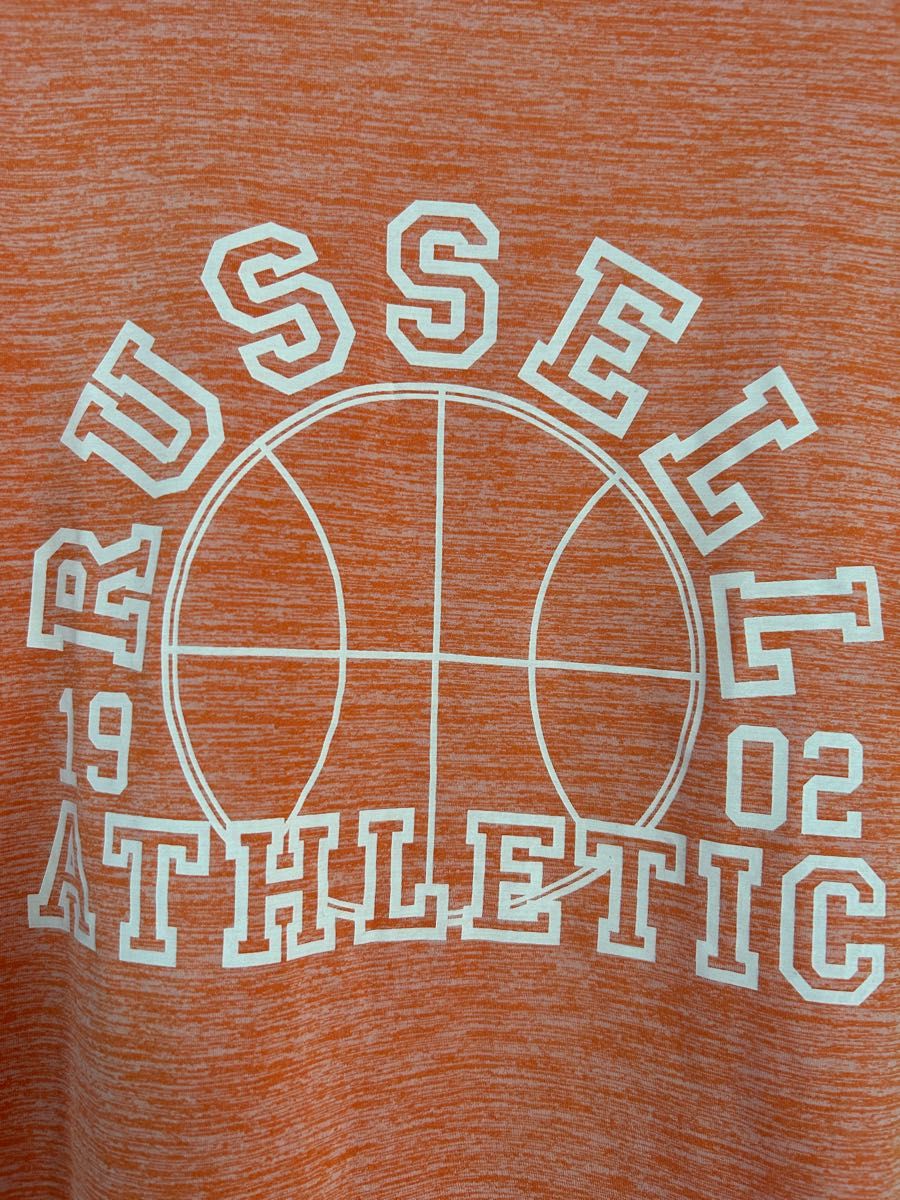 RUSSELLATHLETIC ラッセルアスレチック Tシャツ サイズS ビックプリント オレンジ ビタミンカラー 癒し パワー