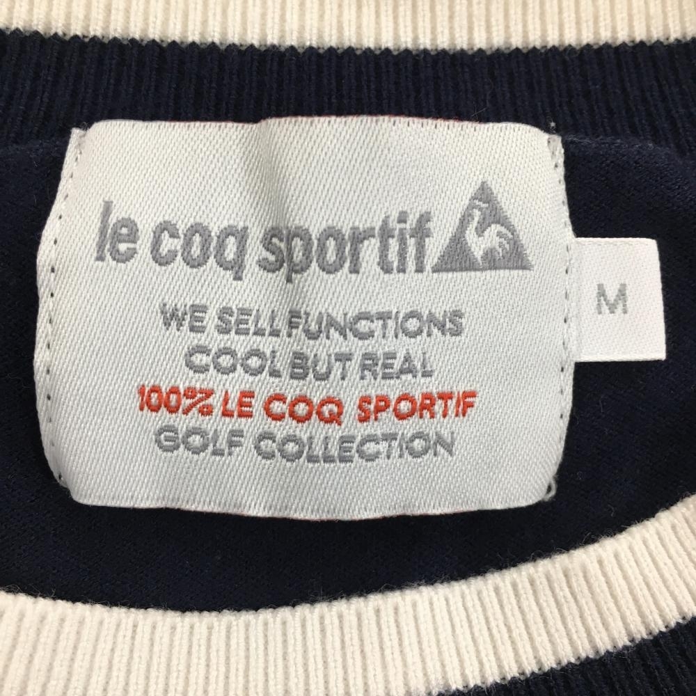 【超美品】ルコック セーター ネイビー×白 ニット 胸元・袖ライン レディース M ゴルフウェア le coq sportif_画像4