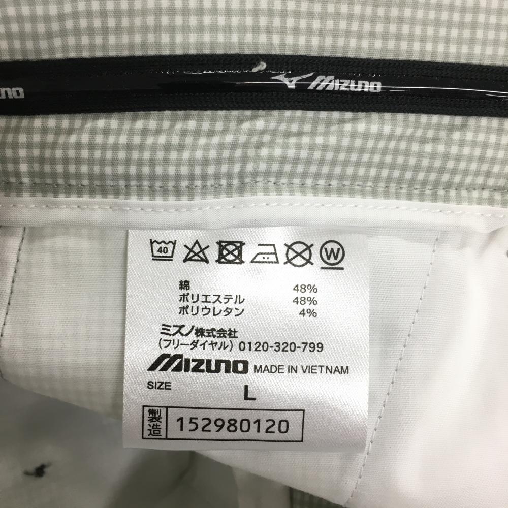 【超美品】ミズノゴルフ パンツ グレー×白 ギンガムチェック柄 ストレッチ メンズ L ゴルフウェア MIZUNO_画像5