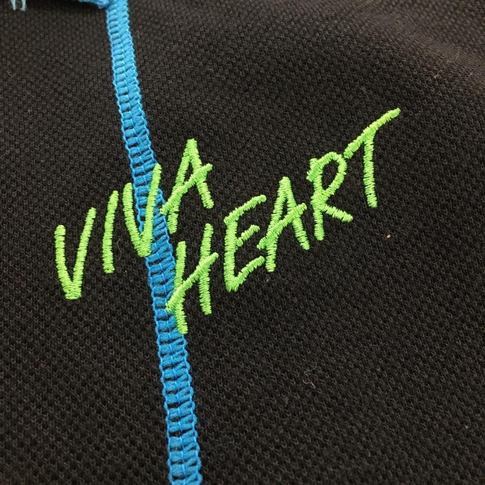 ビバハート 半袖ポロワンピース 黒×ライトブルー スカートボーダー レディース 40 ゴルフウェア VIVA HEART_画像3
