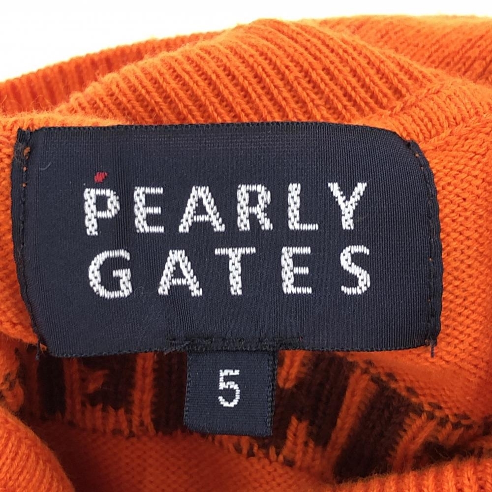 【美品】パーリーゲイツ タートルネックセーター オレンジ ニット コットン94％ メンズ 5(L) ゴルフウェア PEARLY GATES_画像5