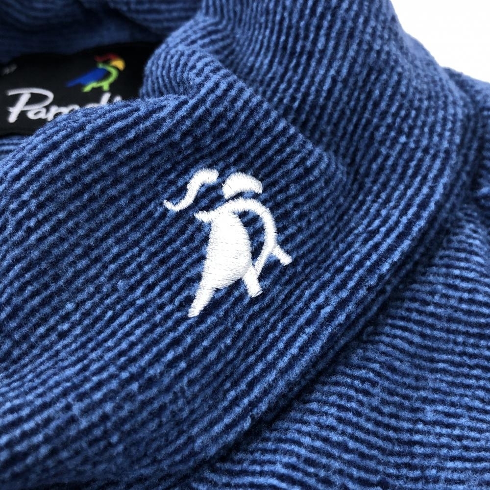 【新品】パラディーゾ 長袖ハイネックシャツ ブルー×ネイビー 細ボーダー 起毛 メンズ M ゴルフウェア Paradiso_画像3