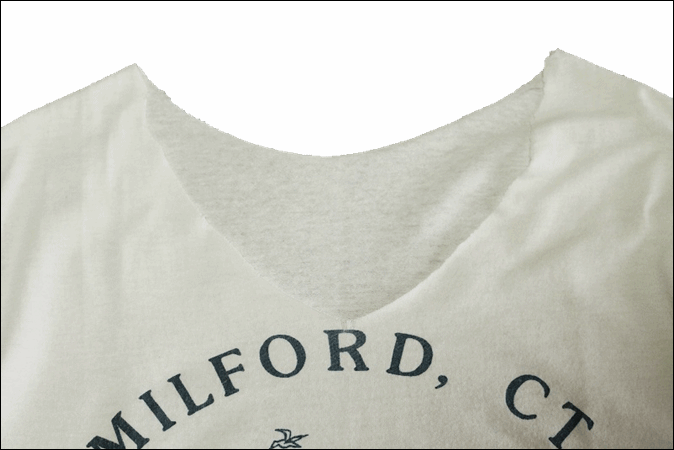 Unknown Vネック Tシャツ 白 染み込み プリント MILFORD ビンテージ ヴィンテージ USA 古着 オールド IB1149_画像6