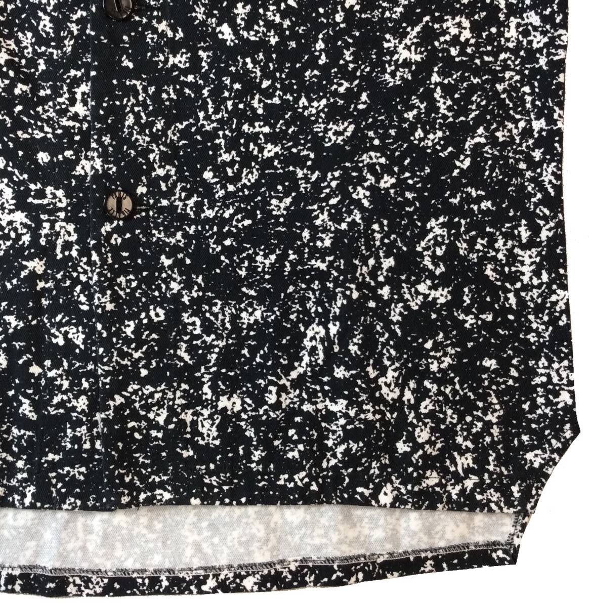 PIGALLE ピガール フランス製 ベースボールシャツ 半袖シャツ コットン 総柄 ネイビー×ホワイト系 メンズ S/M_画像4