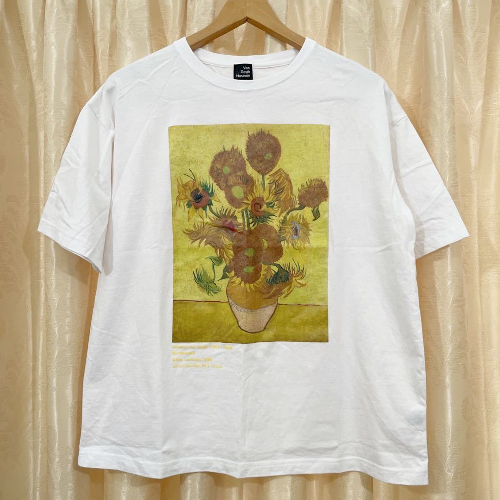 ゴッホミュージアム公式 Van Gogh Sunflowers BIG ゴッホ ひまわり Tシャツ サイズM ホワイト ナノ・ユニバース購入