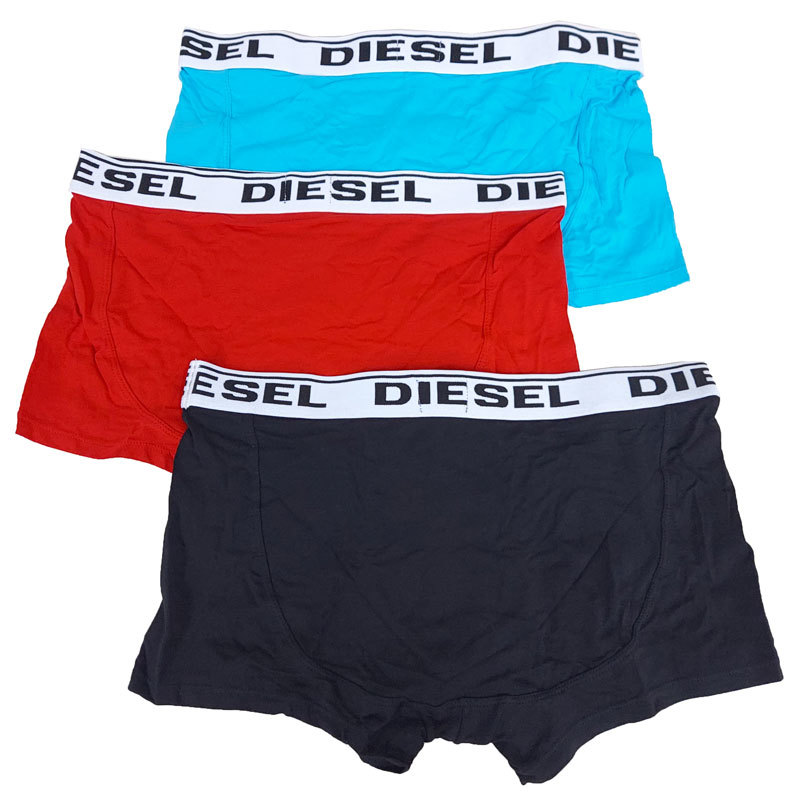 DIESEL ディーゼル アンダーウェア 3枚組 00CKY3 RQARZ E4095 XL 水色/赤/黒 ボクサーパンツ 下着 コットン 新品 並行輸入品_画像3