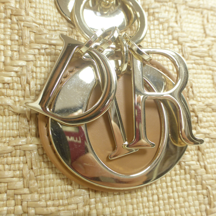 クリスチャンディオール （Christian Dior） LADY D-JOY カナージュ ラフィア 2way ミディアム ハンドバッグ（新品同様）中古_画像5