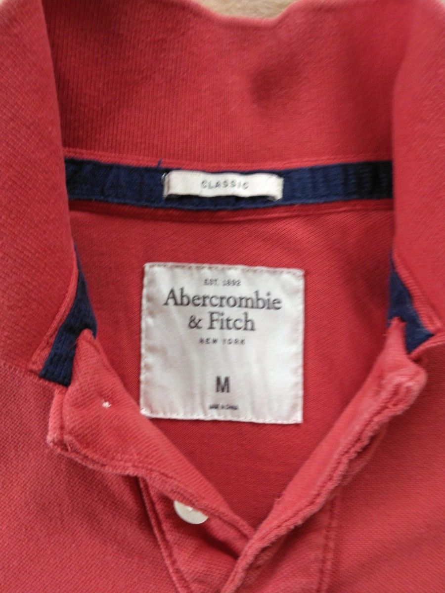 ★アバクロンビー＆フィッチ★Abercrombie & Fitch　アバクロ　半袖ポロシャツ　赤　サイズM　メンズ　USED