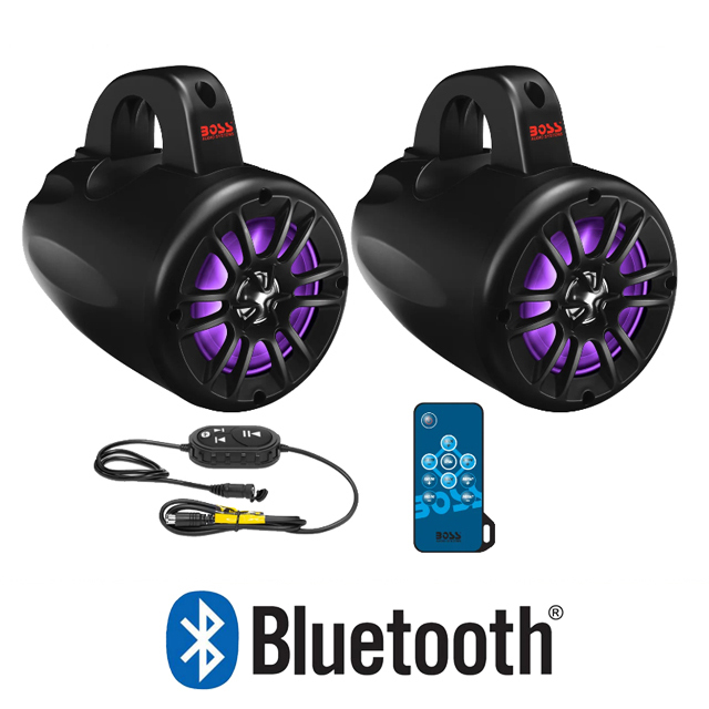 【即納】BOSS LED付き Bluetooth内臓 アンプ付き ウェイクタワー 防水スピーカー タワースピーカー トライク バギー 管理番号[UH0621]