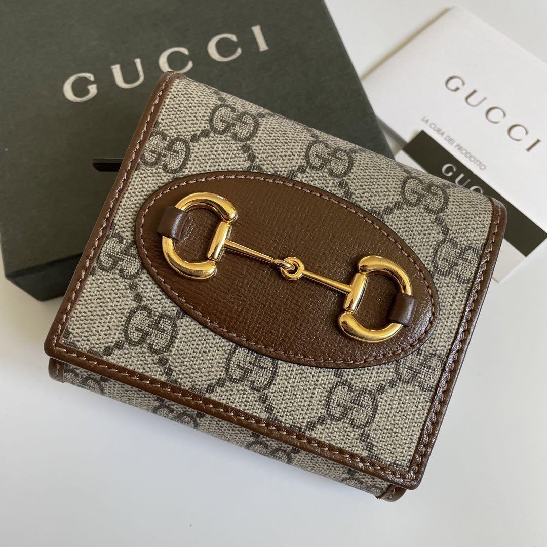 GUCCI グッチ 長財布 ビジュー キャンバス GG レザー ピンクベージュ