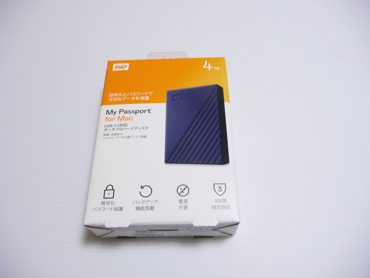 ◆新品未開封 WD ウエスタンデジタル Western Digital　WDBA2F0040BBL-JESE [ポータブルハードディスク My  Passport for Mac 4TB] 保証付