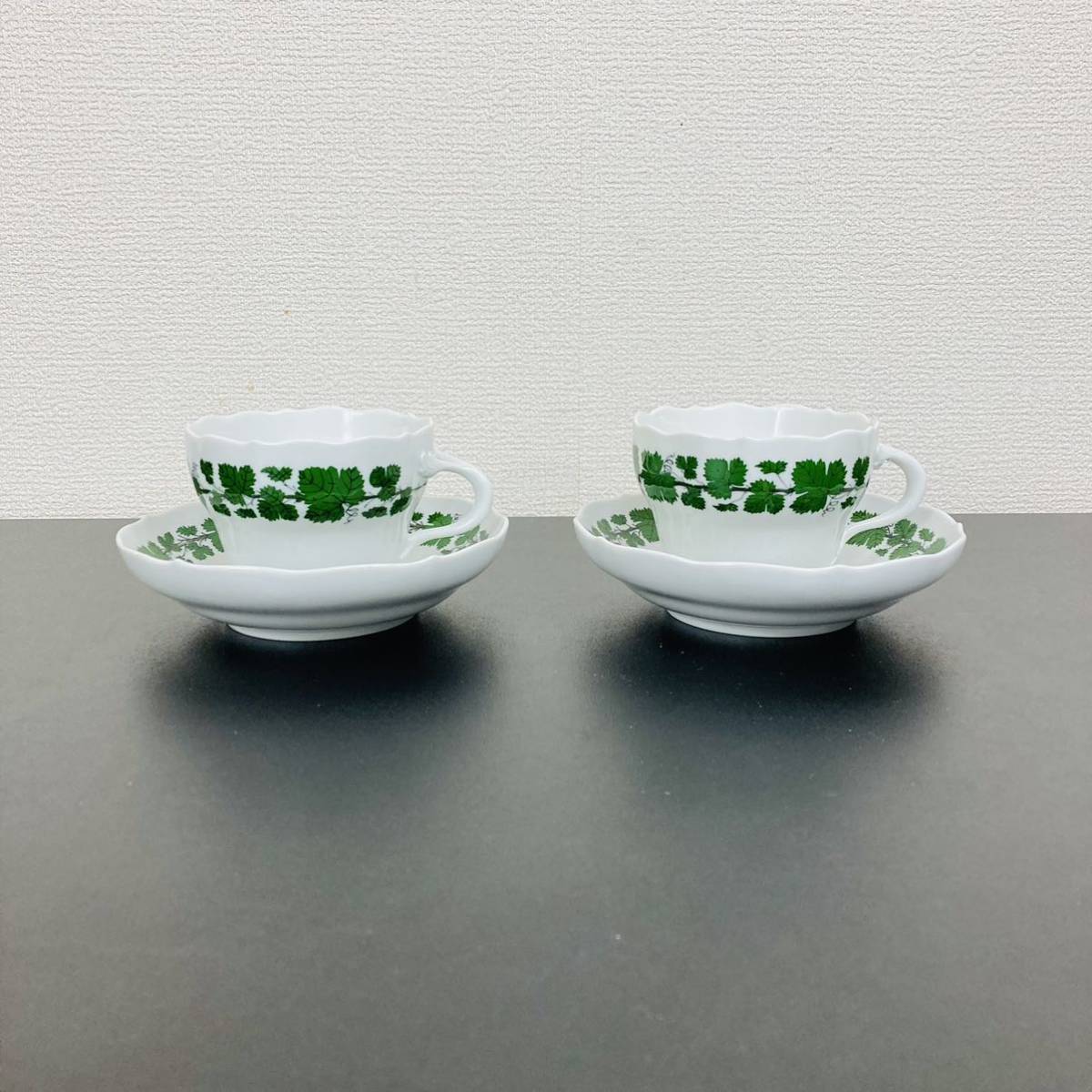 日本最級 ヴァインリーフ ワインリーフ MEISSEN マイセン カップ ペア