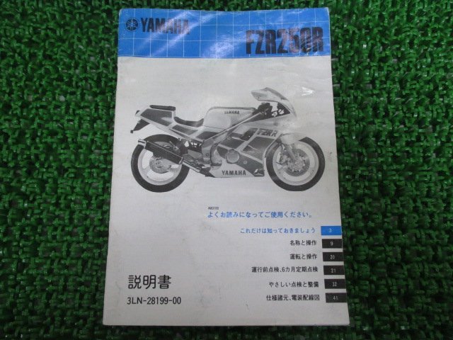 FZR250R 取扱説明書 ヤマハ 正規 中古 バイク 整備書 配線図有り 3LN 3LN1 NK 車検 整備情報_お届け商品は写真に写っている物で全てです