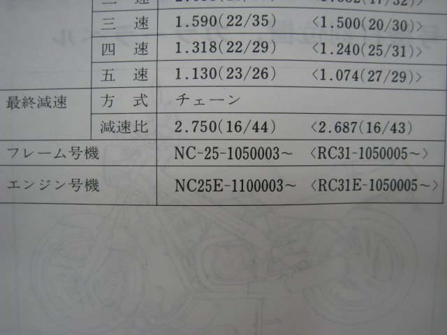 ブロス400 ブロス650 サービスマニュアル ホンダ 正規 中古 バイク 整備書 配線図有り 補足版 NC-25-105～ RC31-105～ NT400 NT650の画像2