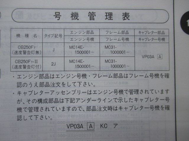 ホーネット250 パーツリスト 1版 ホンダ 正規 中古 バイク 整備書 MC31 MC14E HORNET CB250FT CB250FT-II MC31-100 車検 パーツカタログ_11KEATJ1