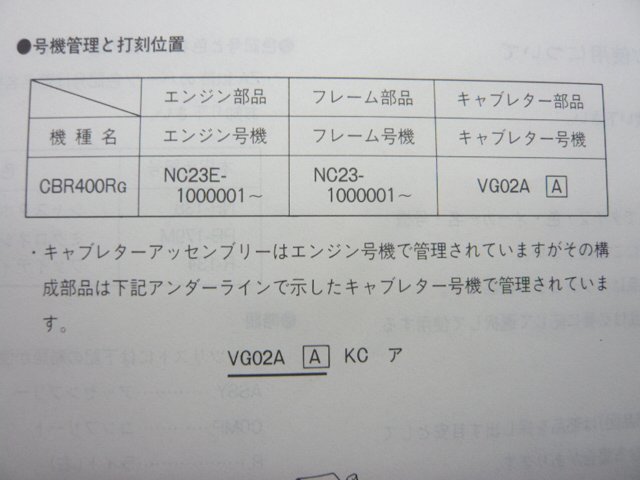 CBR400R パーツリスト 1版 ホンダ 正規 中古 バイク 整備書 NC23-100 nE 車検 パーツカタログ 整備書_11KT8GJ1