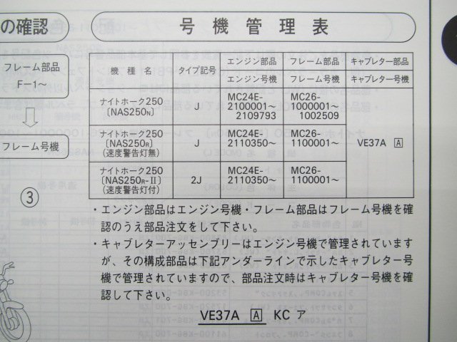 ナイトホーク250 パーツリスト 4版 ホンダ 正規 中古 バイク 整備書 NAS250 MC26-100 110 VA 車検 パーツカタログ 整備書_11KBGNJ4