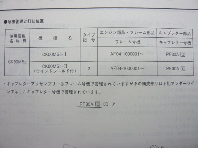 ボーカル パーツリスト 2版 ホンダ 正規 中古 バイク 整備書 CK50MS AF04-1000001～ aA 車検 パーツカタログ 整備書_パーツリスト