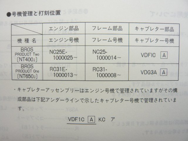 ブロス パーツリスト 2版 ホンダ 正規 中古 バイク 整備書 NT400J 650J NC25-100 RC31-100 sS 車検 パーツカタログ 整備書_11KW0JJ2