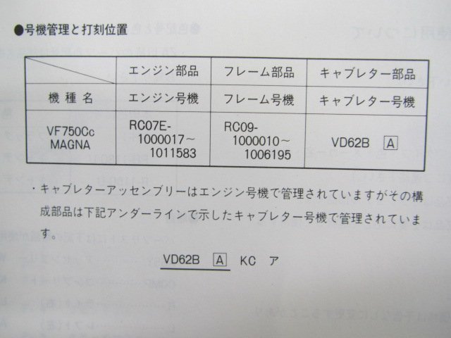 VF750 Magna parts list 2 version Honda regular used bike service book RC09-100 vq vehicle inspection "shaken" parts catalog service book 