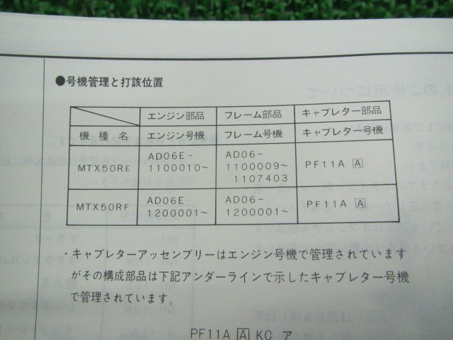 MTX50R パーツリスト 2版 ホンダ 正規 中古 バイク 整備書 AD06-110 120 AD06-1100009～1107403 1200001～ st 車検 パーツカタログ 整備書_11GJ0EJ2