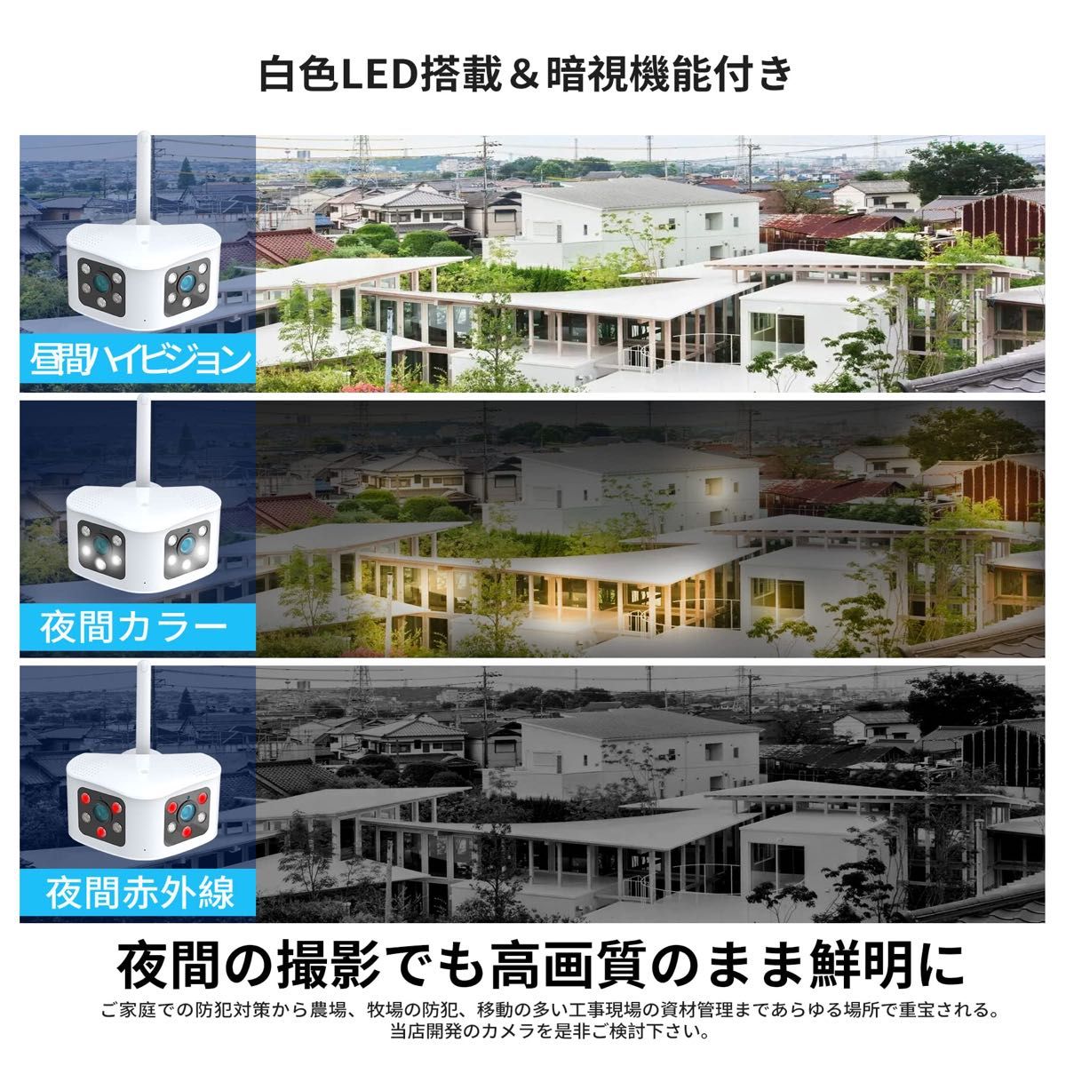 【特別価格】RIUQIMO 防犯カメラ 屋外 ワイヤレス 4K/660万 wifiカメラ 2眼レンズ 165度超広角 ピクチャ 