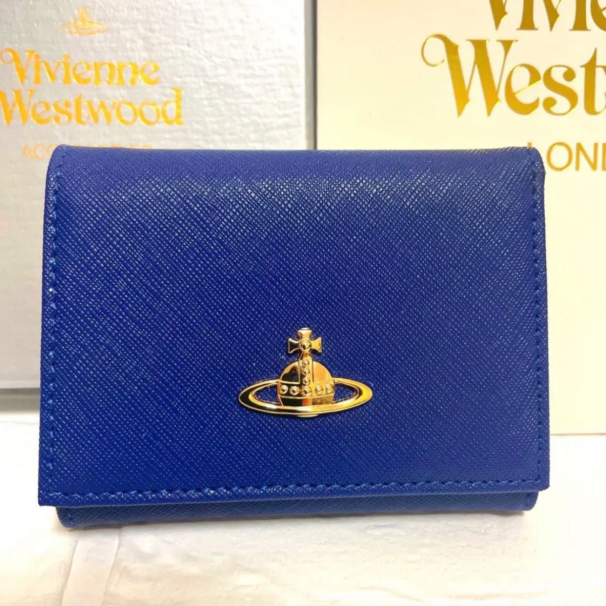 ヴィヴィアンウエストウッド 三つ折財布 がま口 ブルー 青 新品未使用