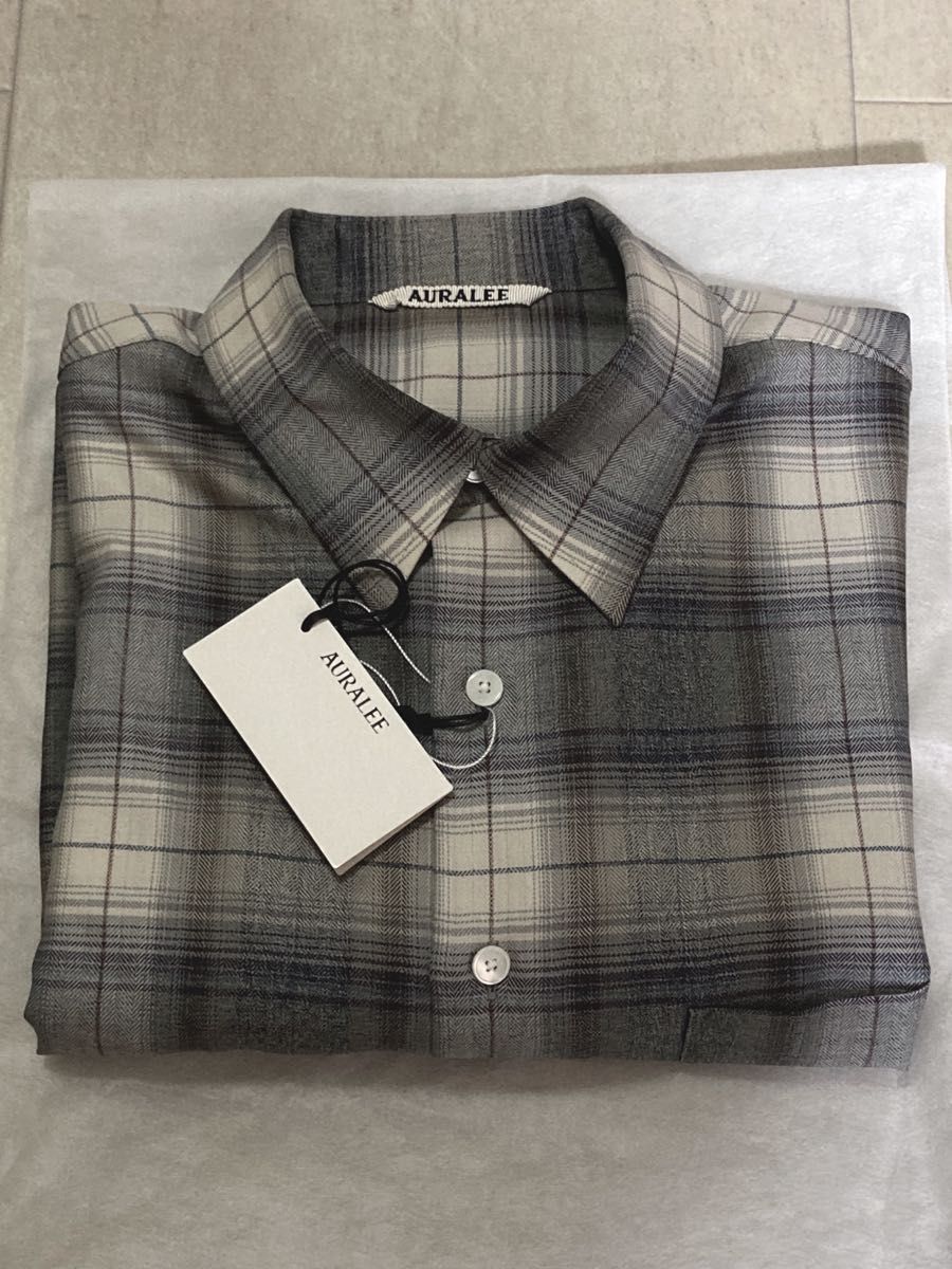 AW AURALEE SUPER LIGHT WOOL CHECK SHIRTサイズ4チェックシャツ即