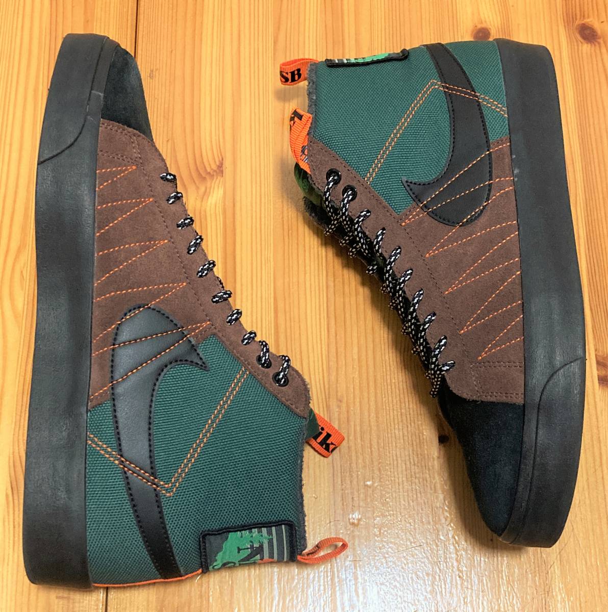 nike ab zoom blazer mid acclimate noble green大人気ナイキSB秀逸デザインモデルクリーニング済美品_画像3