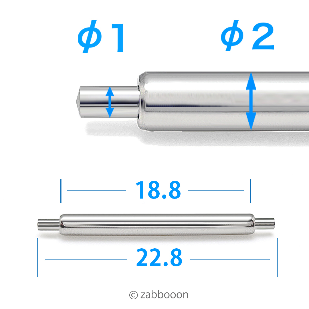 太い バネ棒 19mm 太さ φ2mm【高品質スイス製】ヴィンテージ 横穴ケース 2本１セット 新品_画像2