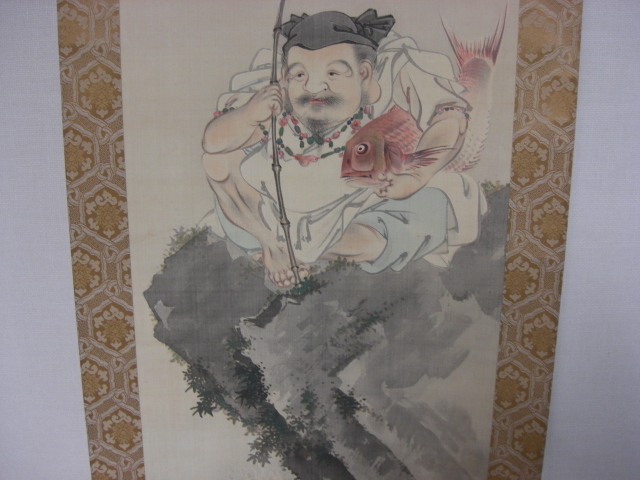 七福神の掛け軸2枚（166㎝×46㎝）木製木箱付_画像7