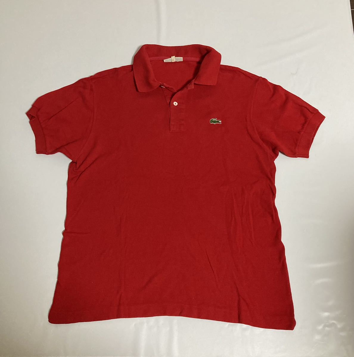 70s フランス製 ラコステ 鹿の子 ポロシャツ メンズ フレンチラコステ ビンテージ LACOSTE ヴィンテージ 70年代 レッド 赤 半袖シャツ