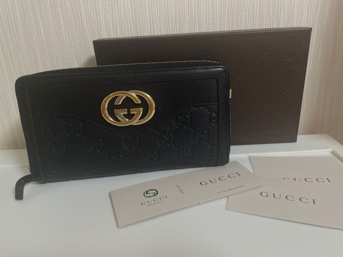 GUCCI 長財布 スーキー インターロッキング シマ ラウンドファスナー-