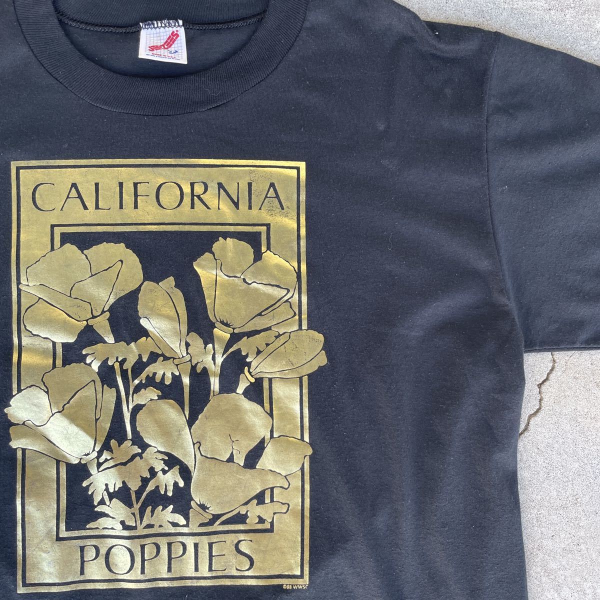 ビンテージ　ジャージーズ　プリント　Ｔシャツ　花　植物　california　poppies　230729_画像2