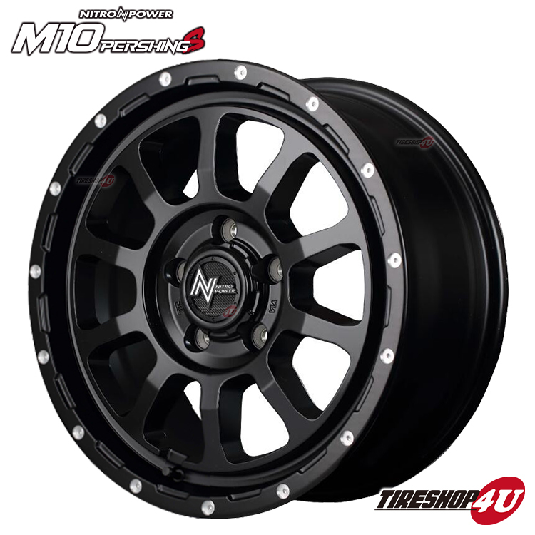 4本セット NITRO POWER M10 PERSHING 16x7J 5/114.3 +40 ブラック MUDSTAR RADIAL A/T 215/65R16 ホワイトレター カローラクロス_画像2