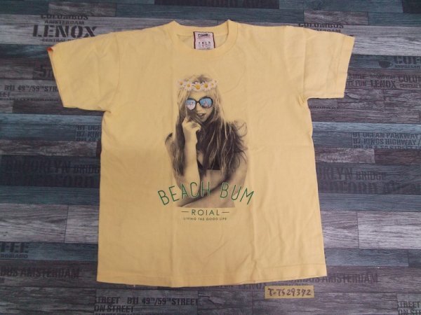 〈送料280円〉roial ロイアル メンズ フォト転写 半袖Tシャツ M 黄色_画像1