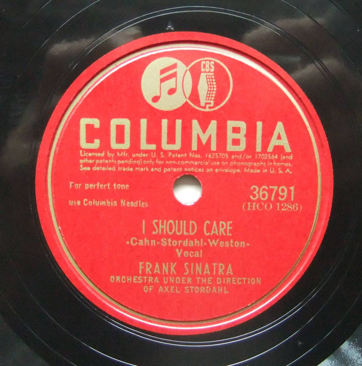 ◆ FRANK SINATRA / When Your Lover Has Gone / I Should Care ◆ Columbia 36791 (78rpm SP) ◆_画像2