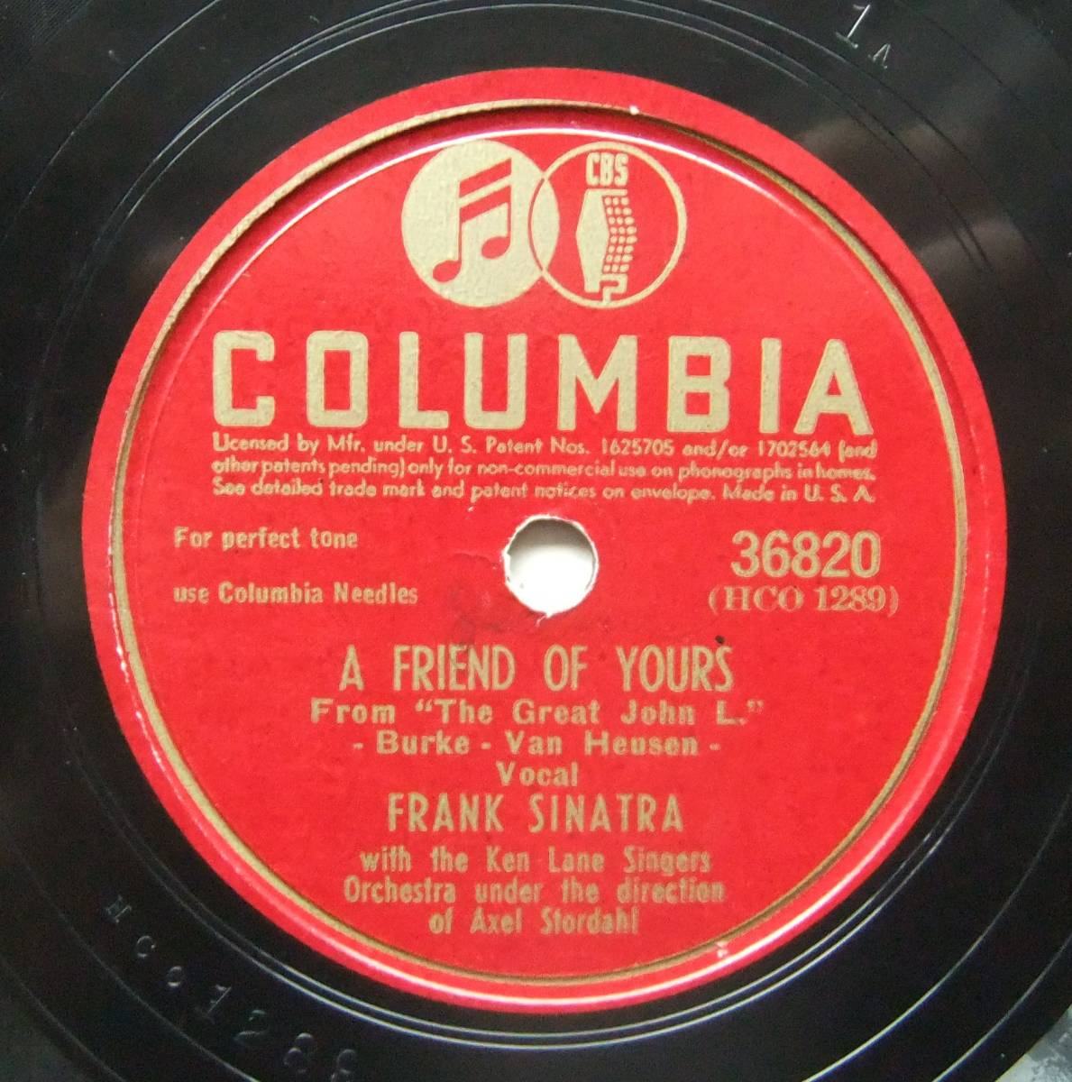 ◆ FRANK SINATRA / Homesick - That's All / A Friend of Yours ◆ Columbia 36820 (78rpm SP) ◆