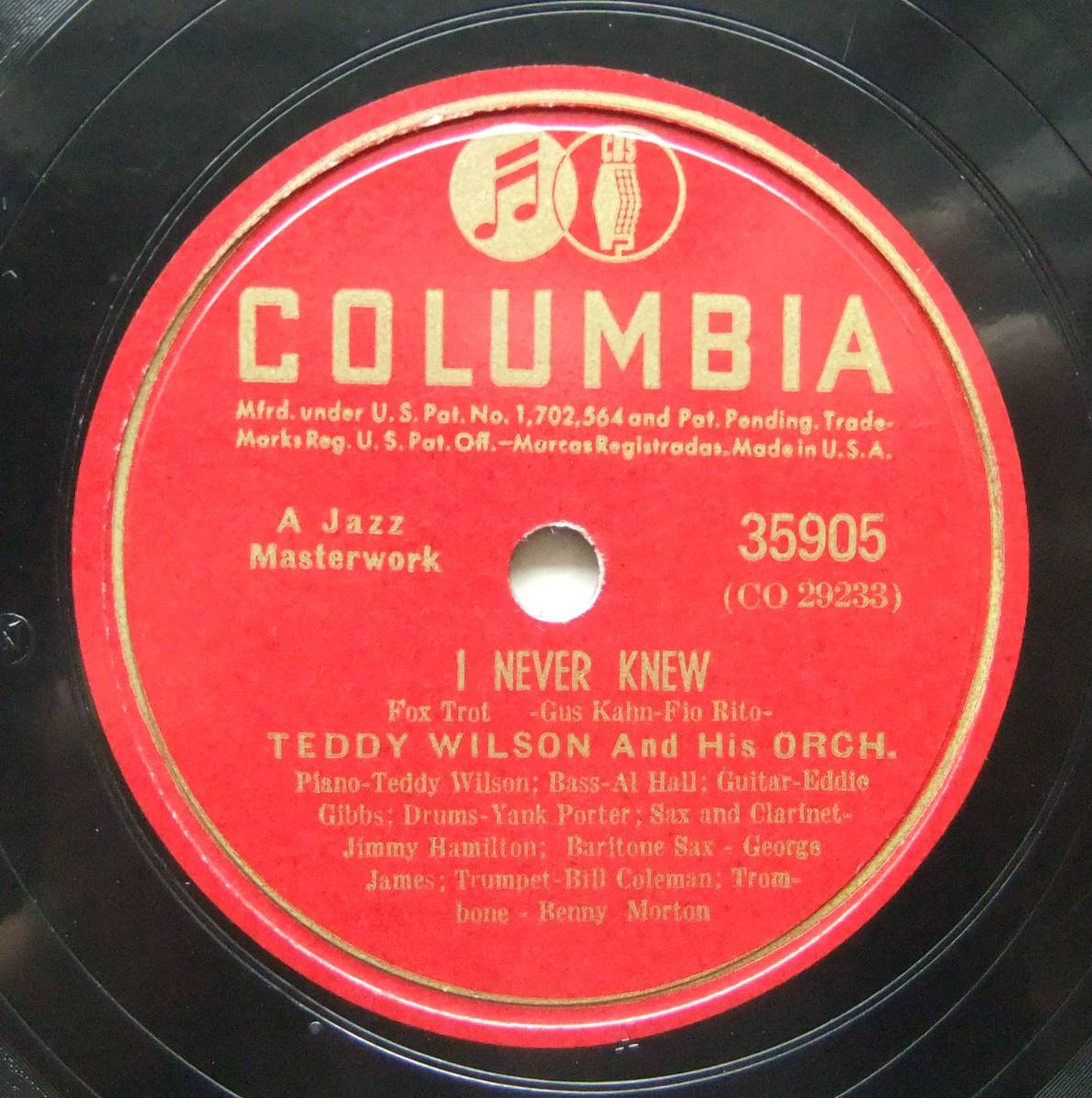 * TEDDY WILSON - HELEN WARD / I Never Knew / Embraceable You * Columbia 35905 (78rpm SP) *
