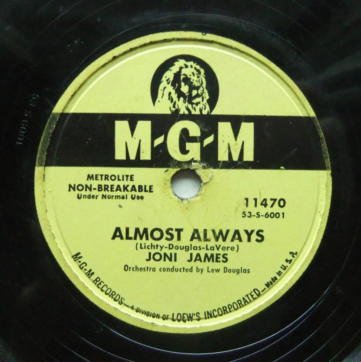 ◆ JONI JAMES / Almost Always / Is It Any Wonder ◆ MGM 11470 (78rpm SP) ◆_画像1